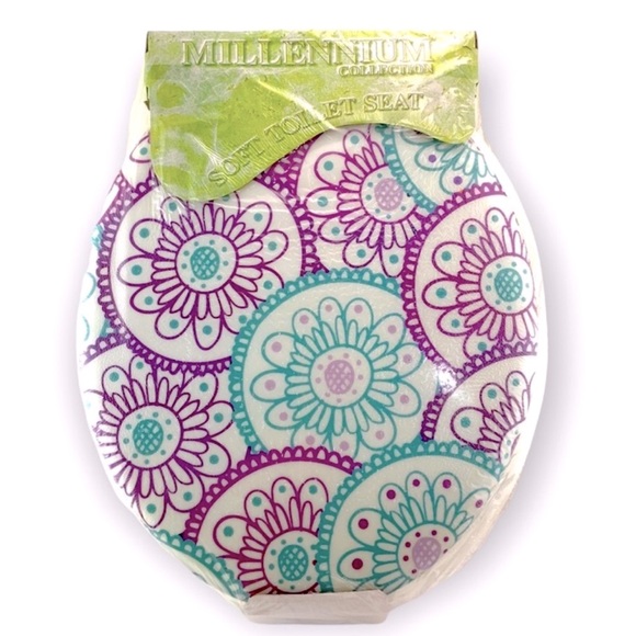 Popular Bath Other - Decorative Toilet Seat Dream Wheels White Purple Teal Geometrical Floral